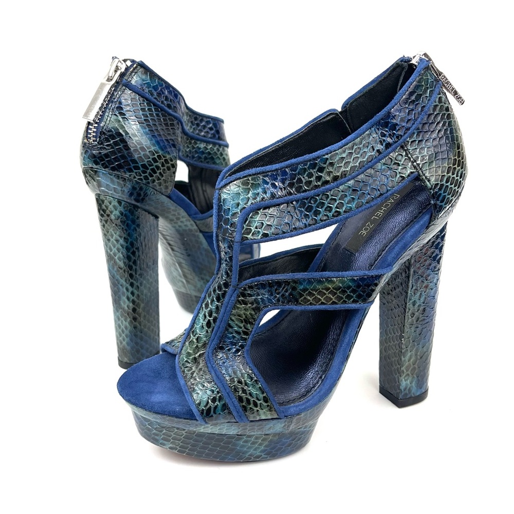 Rachel Zoe Peggy Snakeskin Suede Leather Platform Heels